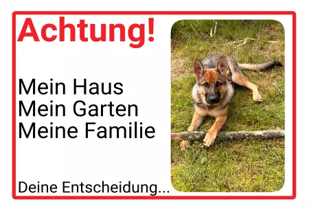 TierschildHunde ACHTUNG - Mein Haus, deine Entscheidung Bild