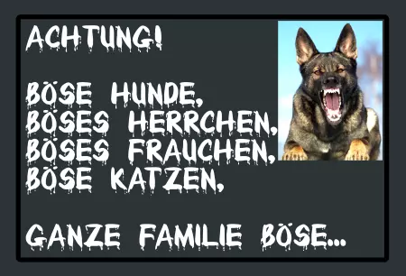 Tierschild Hunde Achtung, böse Hunde, ... Bild